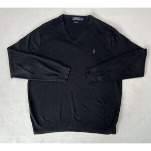 Polo Ralph Lauren Men’s XL Pullover Knit Sweater Black Pima Cotton Long Sleeve